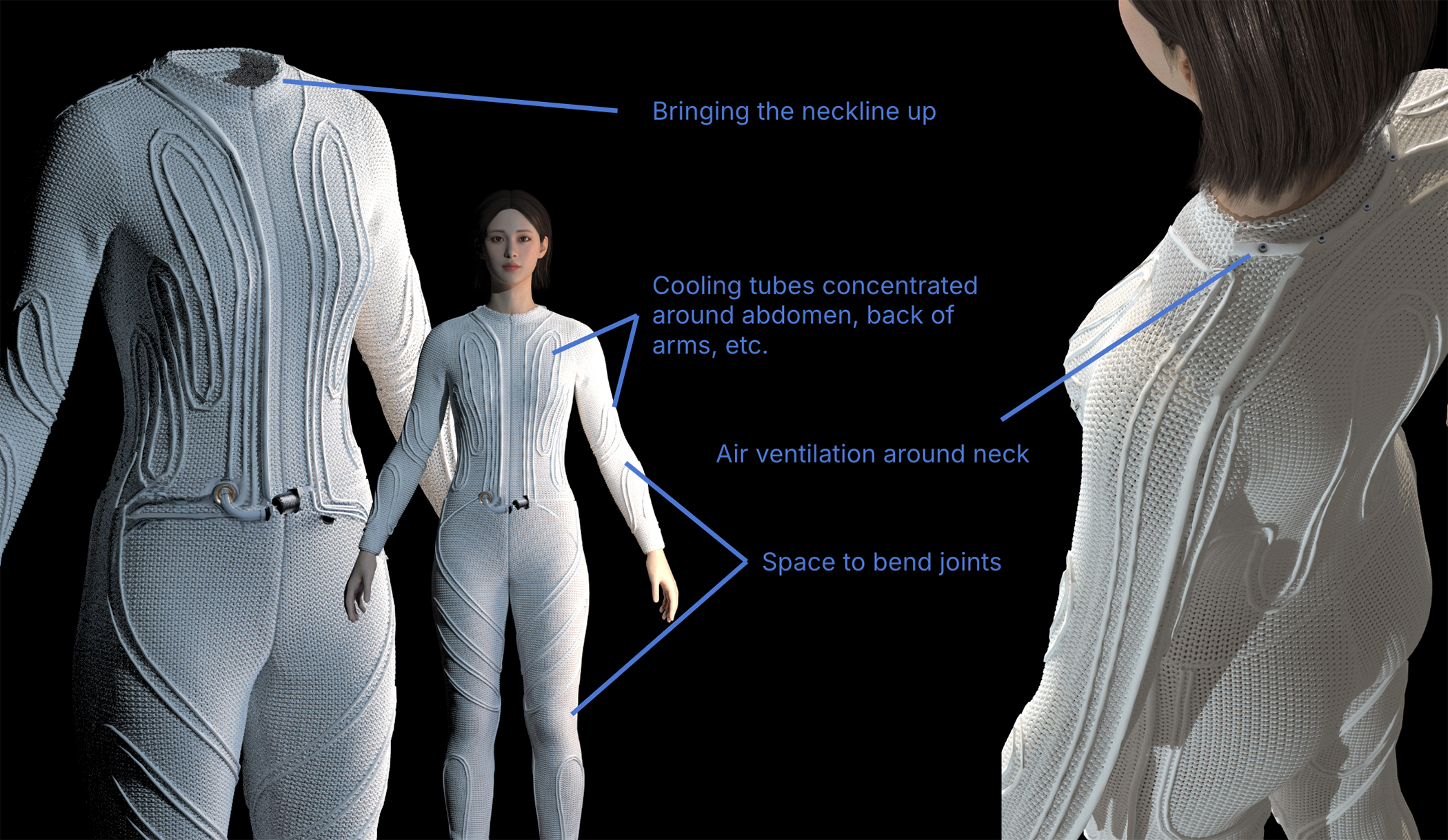 diagram laying out ducts in student-designed cooling garment