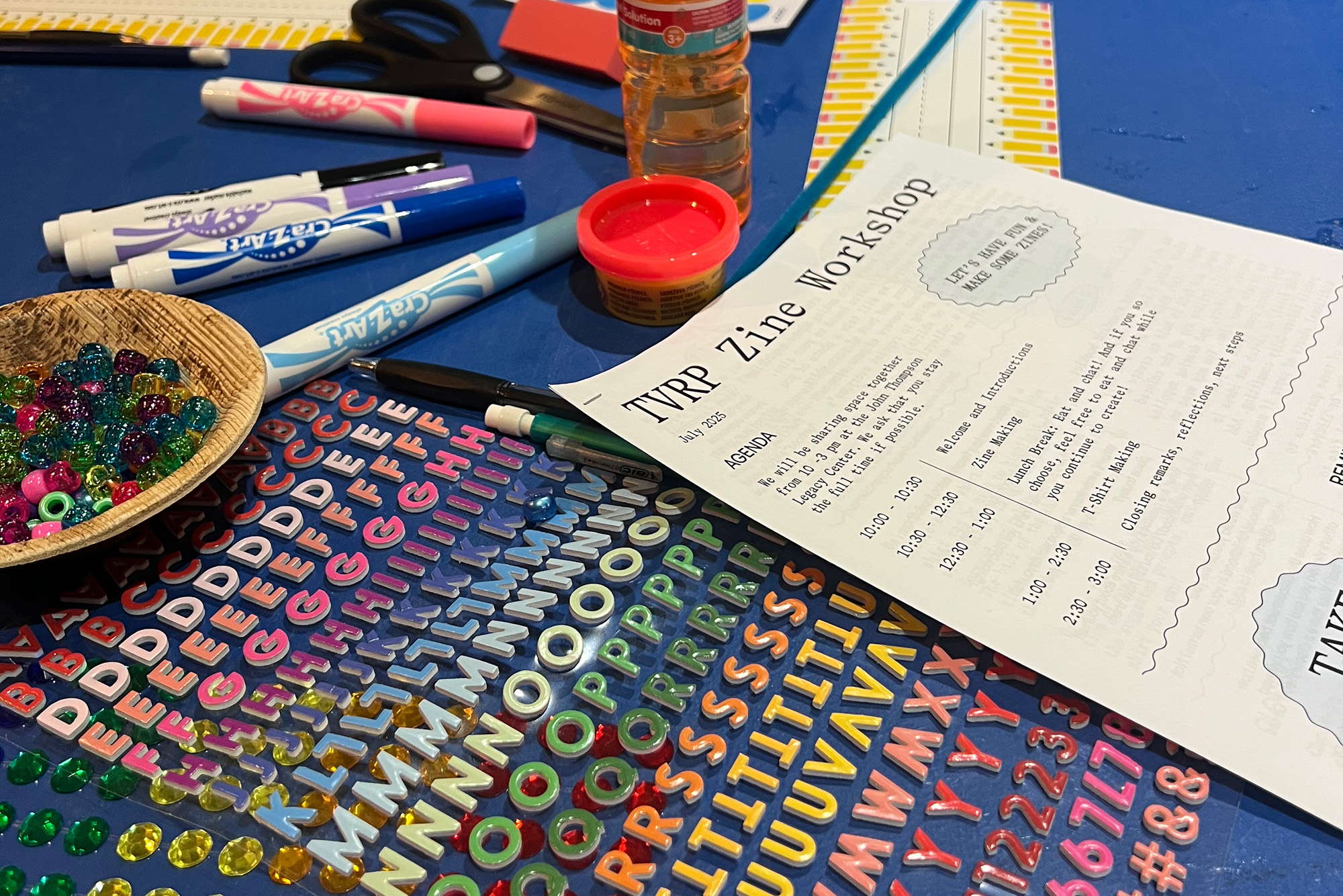 zine-making materials at the ready