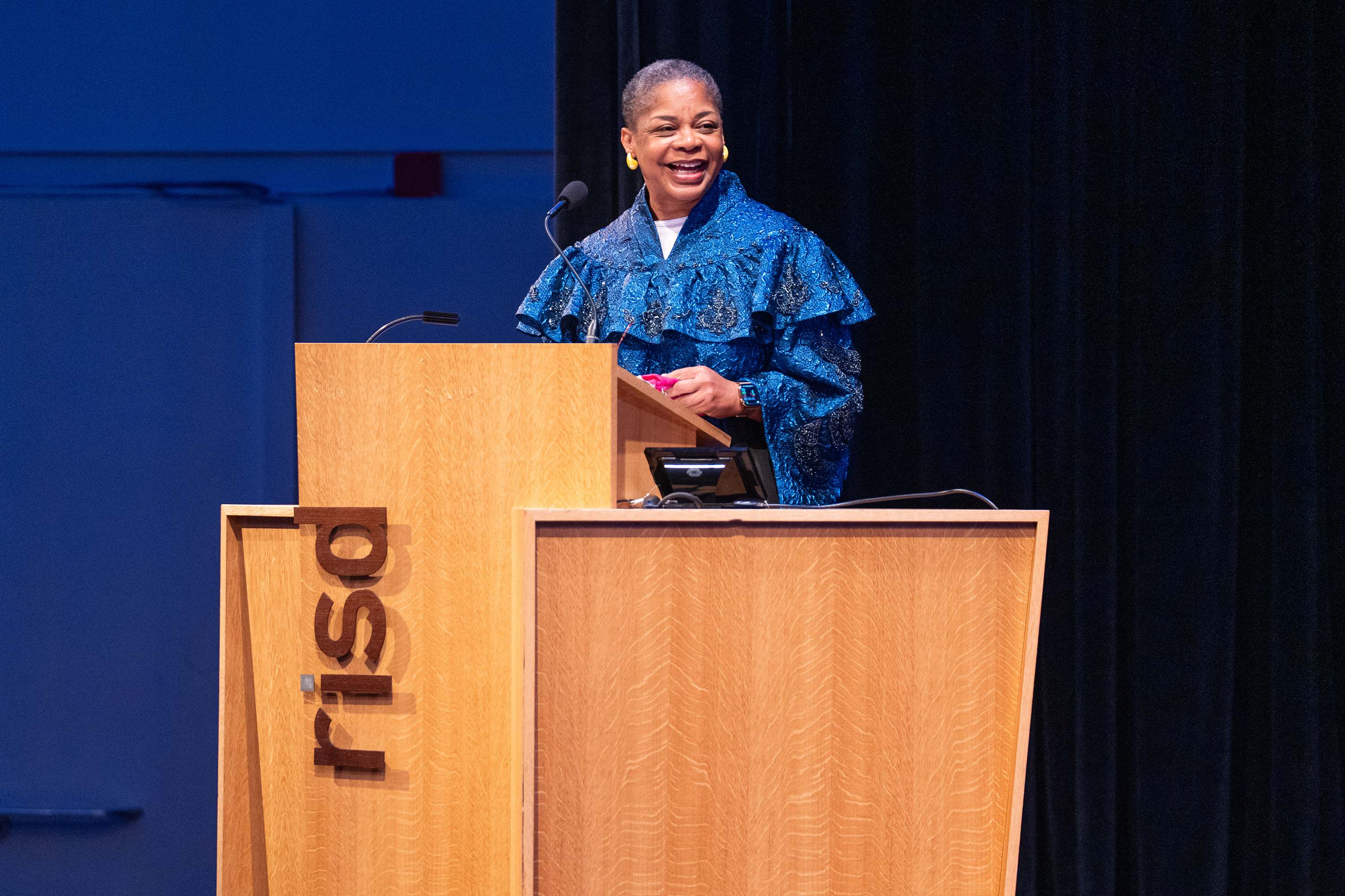 President Crystal Williams at the podium