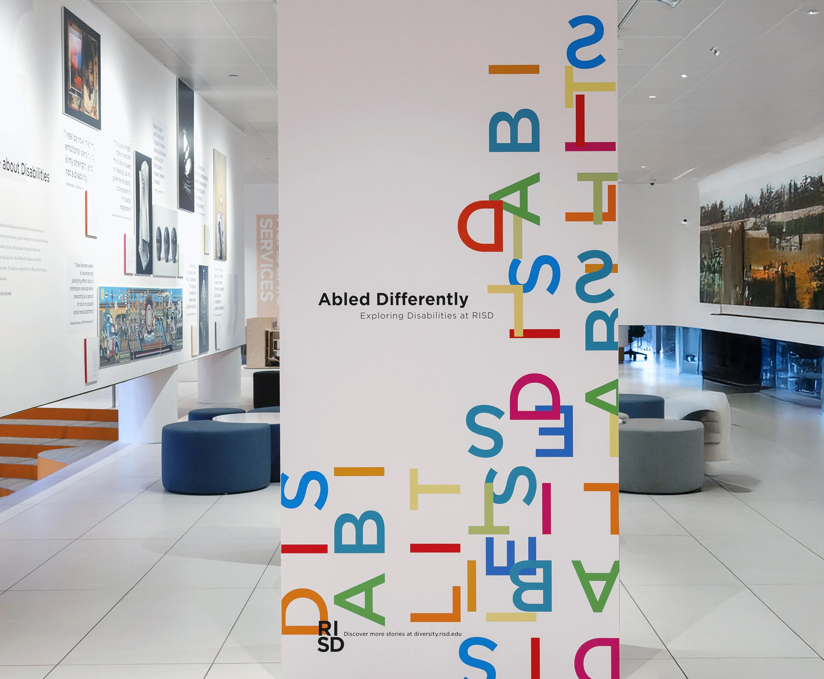 installation of 2019 Abled Differently exhibition co-curated by Payne