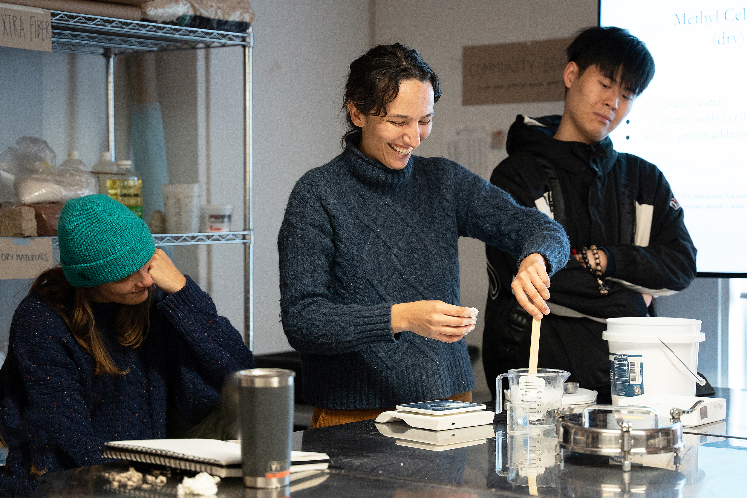 Jais Taylor demos the correct way to mix biomaterials