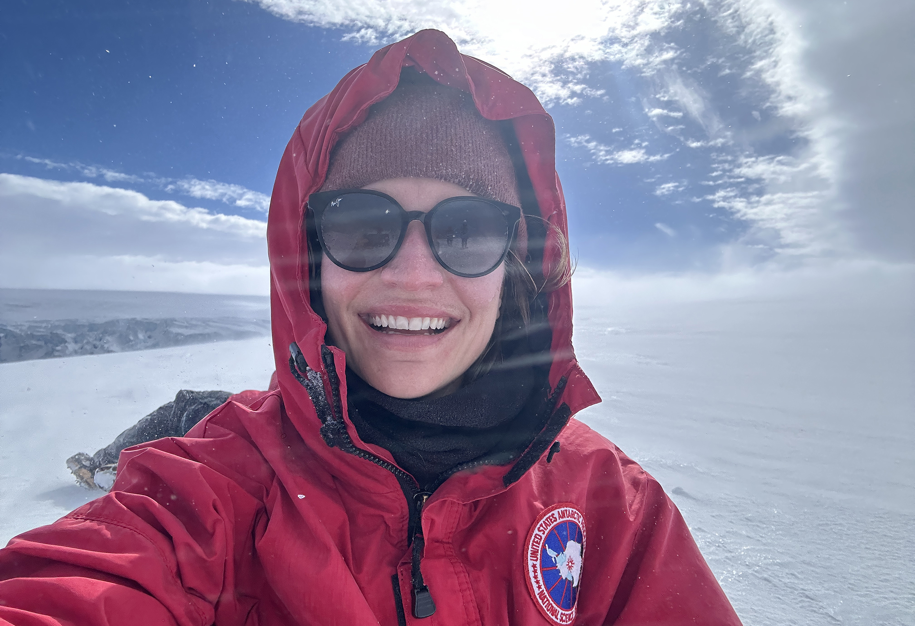 Georgia Rhodes takes a selfie in the Antarctic