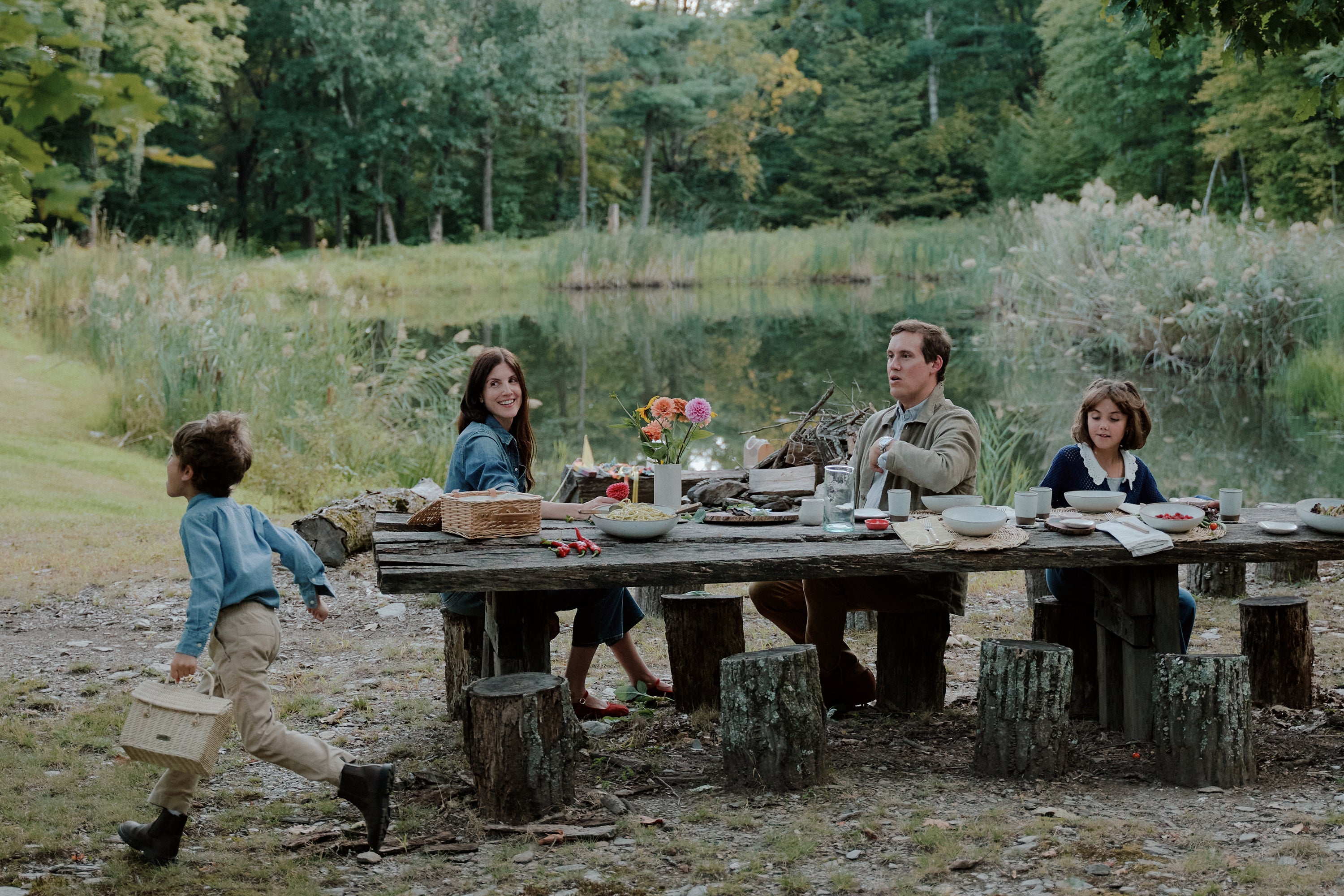 a lakeside picnic with the family