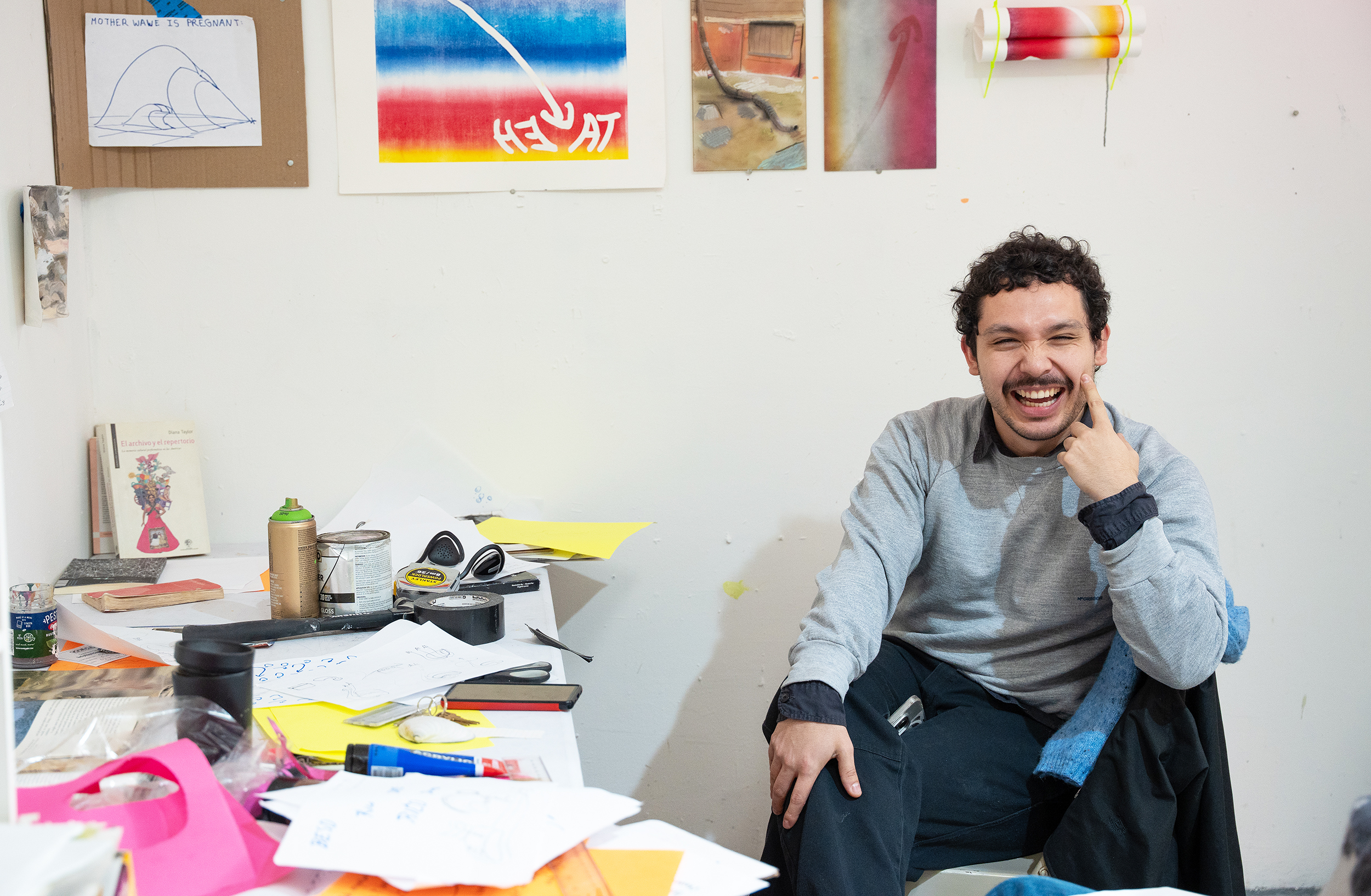 Presidential Fellow Benjamin Carrasco in his studio