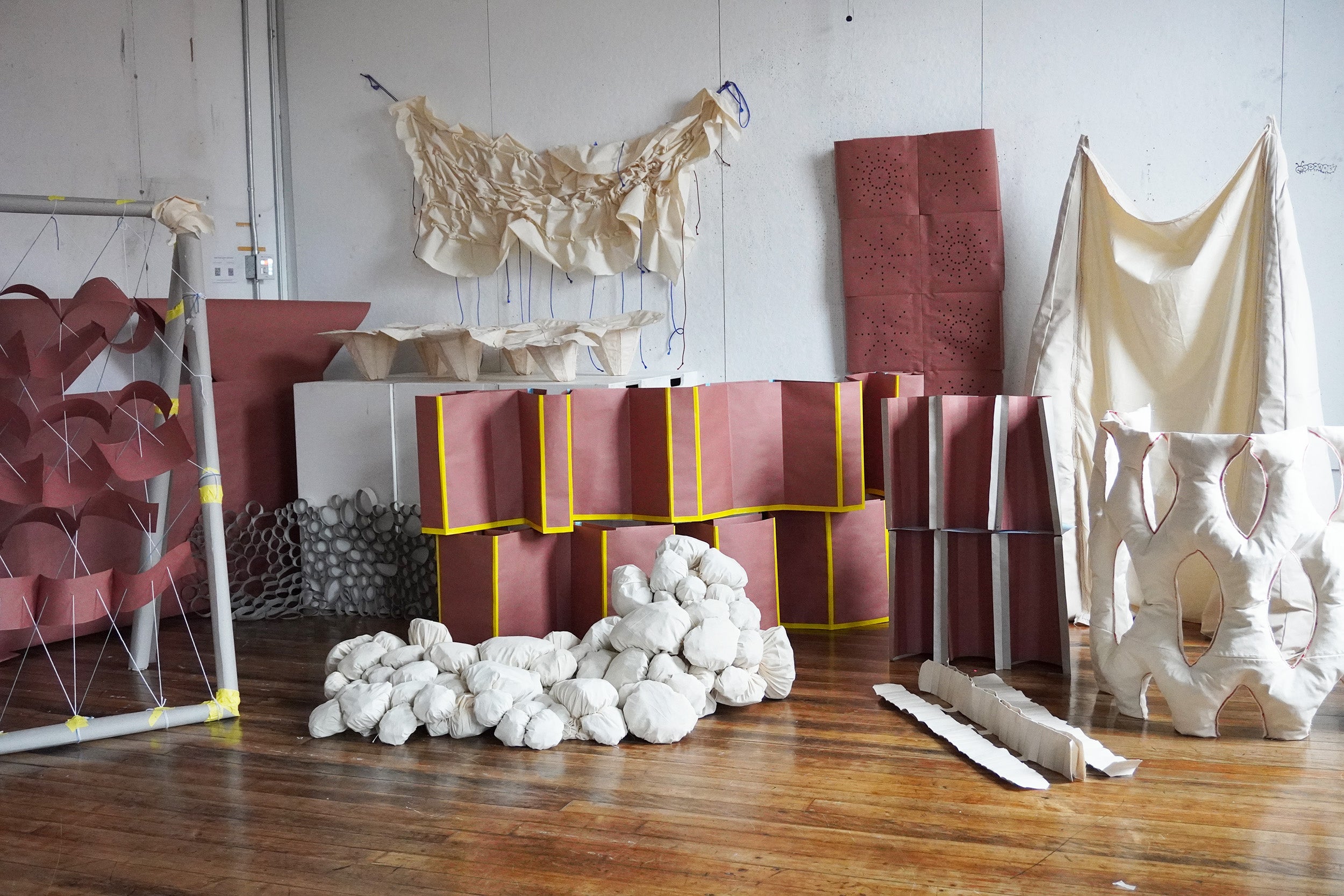 a variety of test projects using different types of paper and fabric