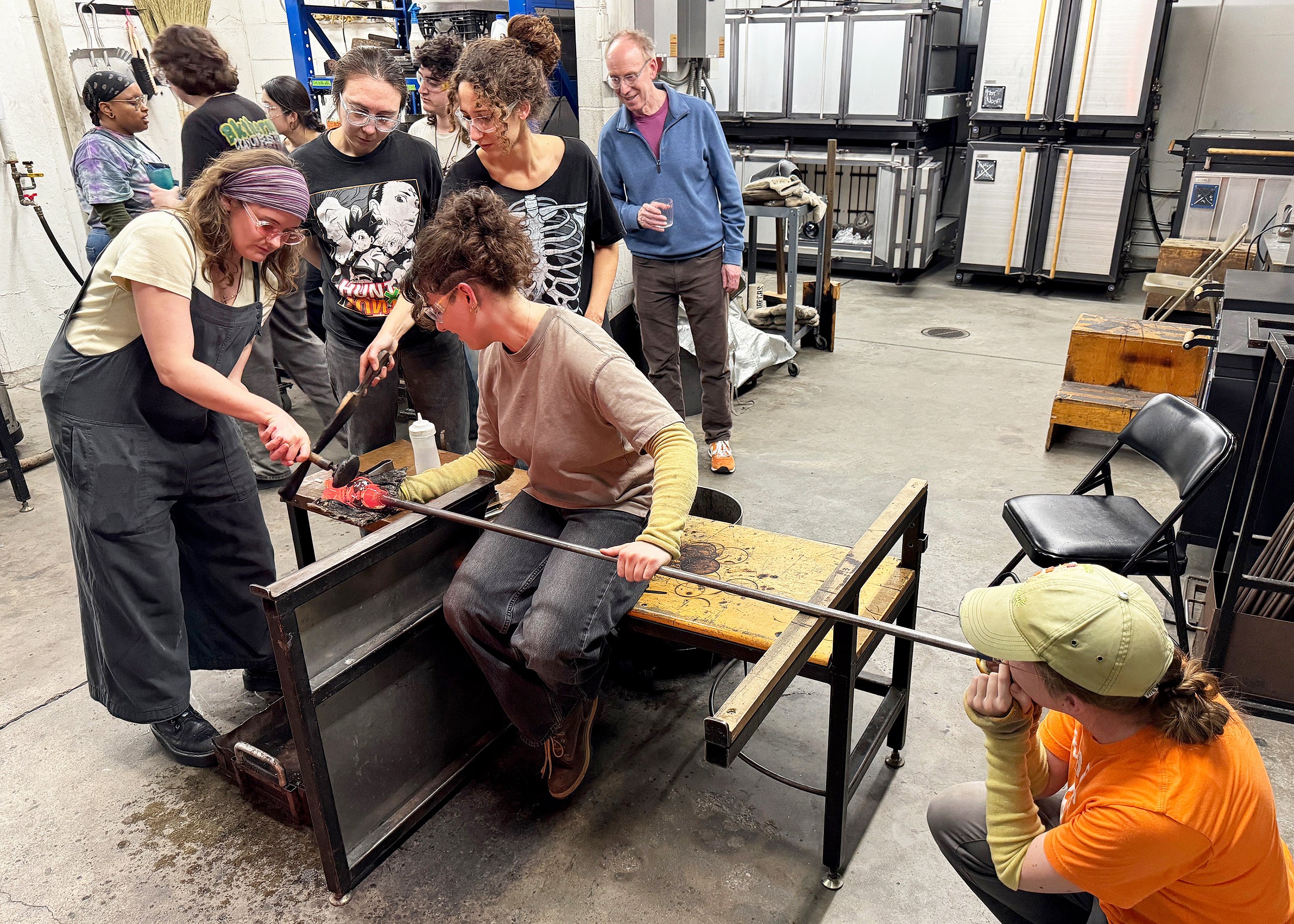 Students work together in the Hot Shop to bring Finch's idea to life