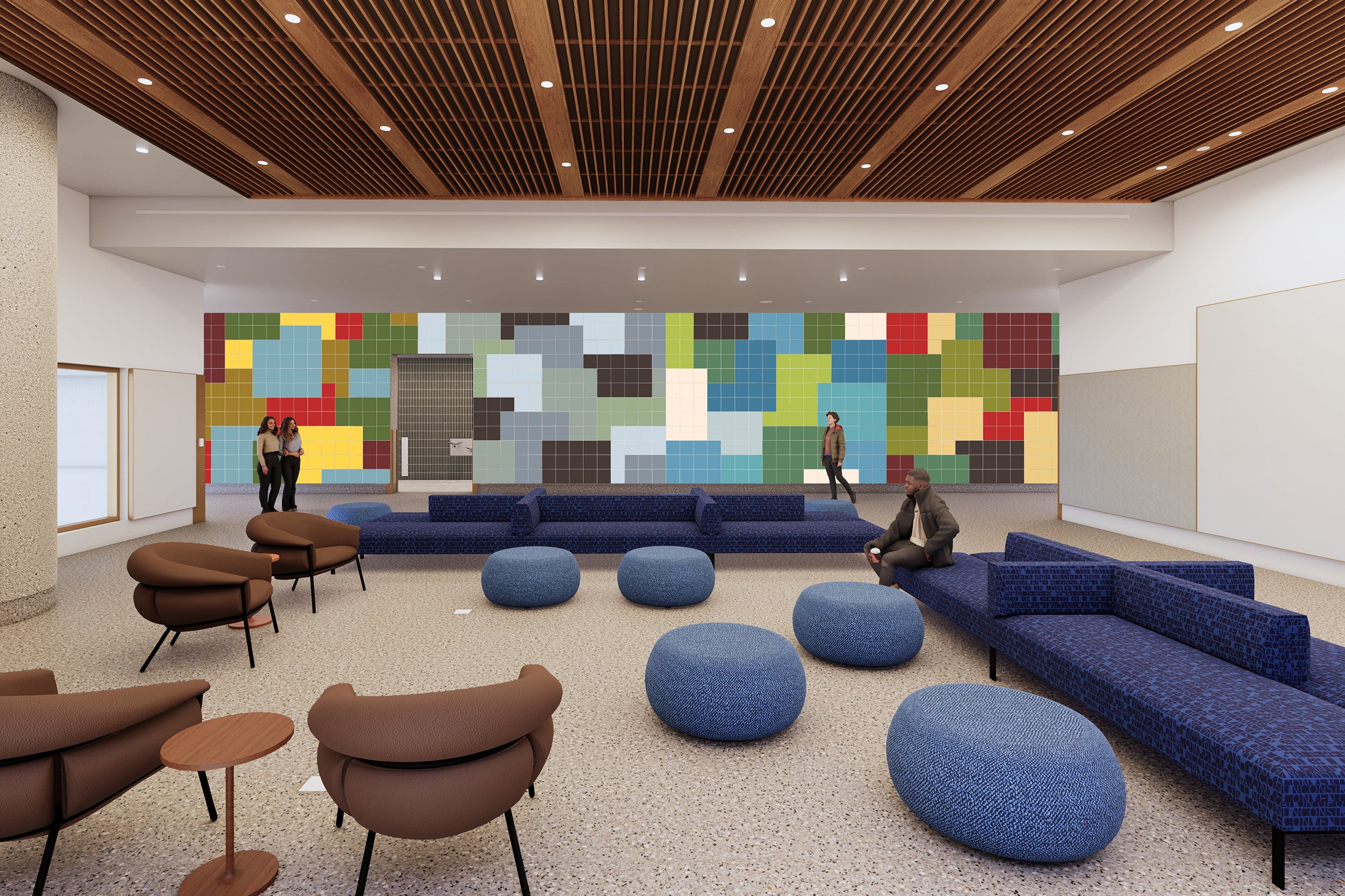 rendering of Spencer Finch tile installation featuring colors of Obama's memories
