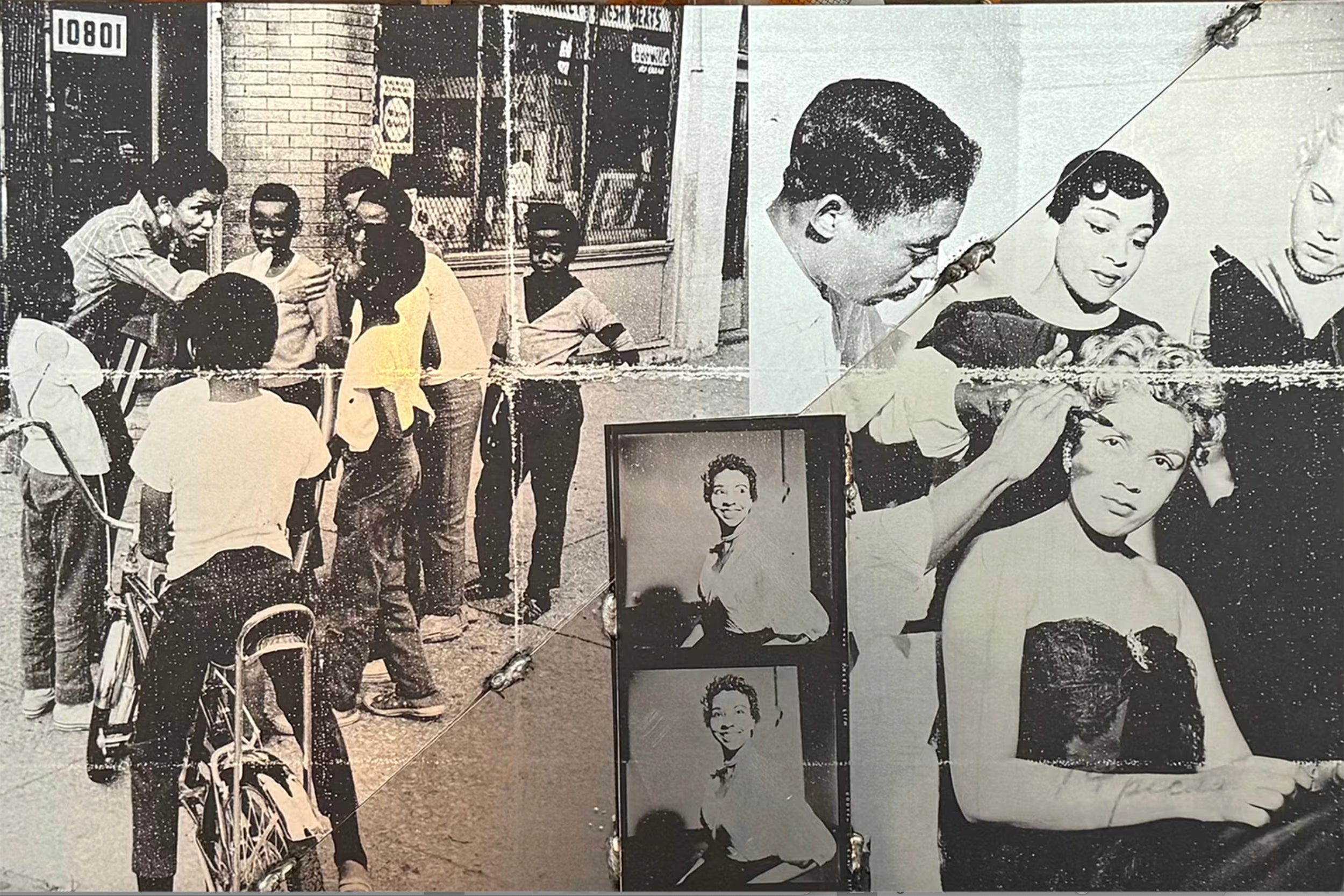 Theaster Gates photo collage in progress for the Obama Presidential Center