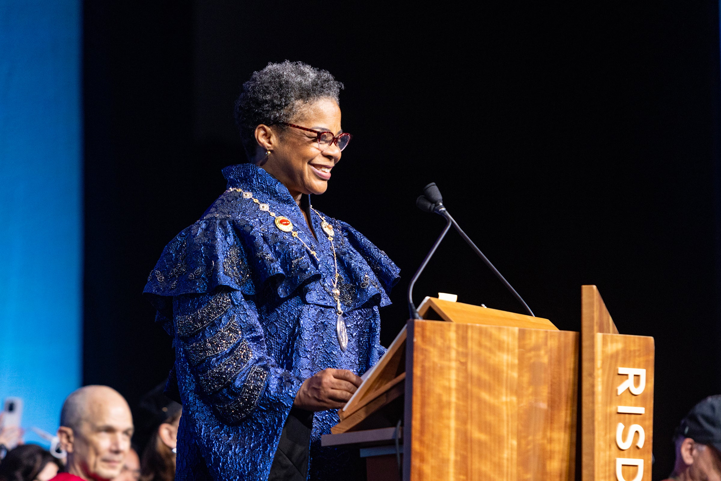 President Crystal Williams addresses the community at Commencement 2026