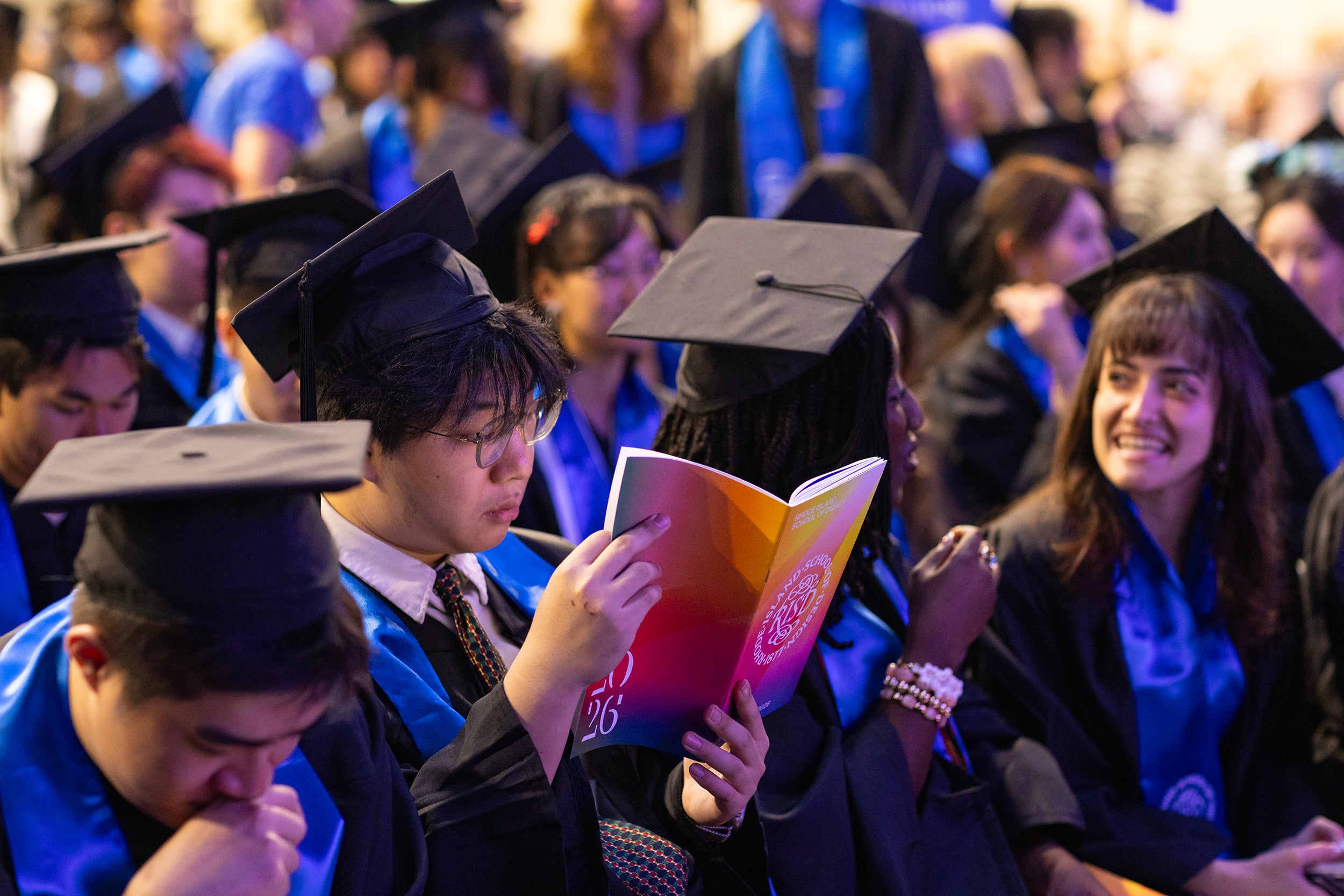 students wait for ceremony to begin