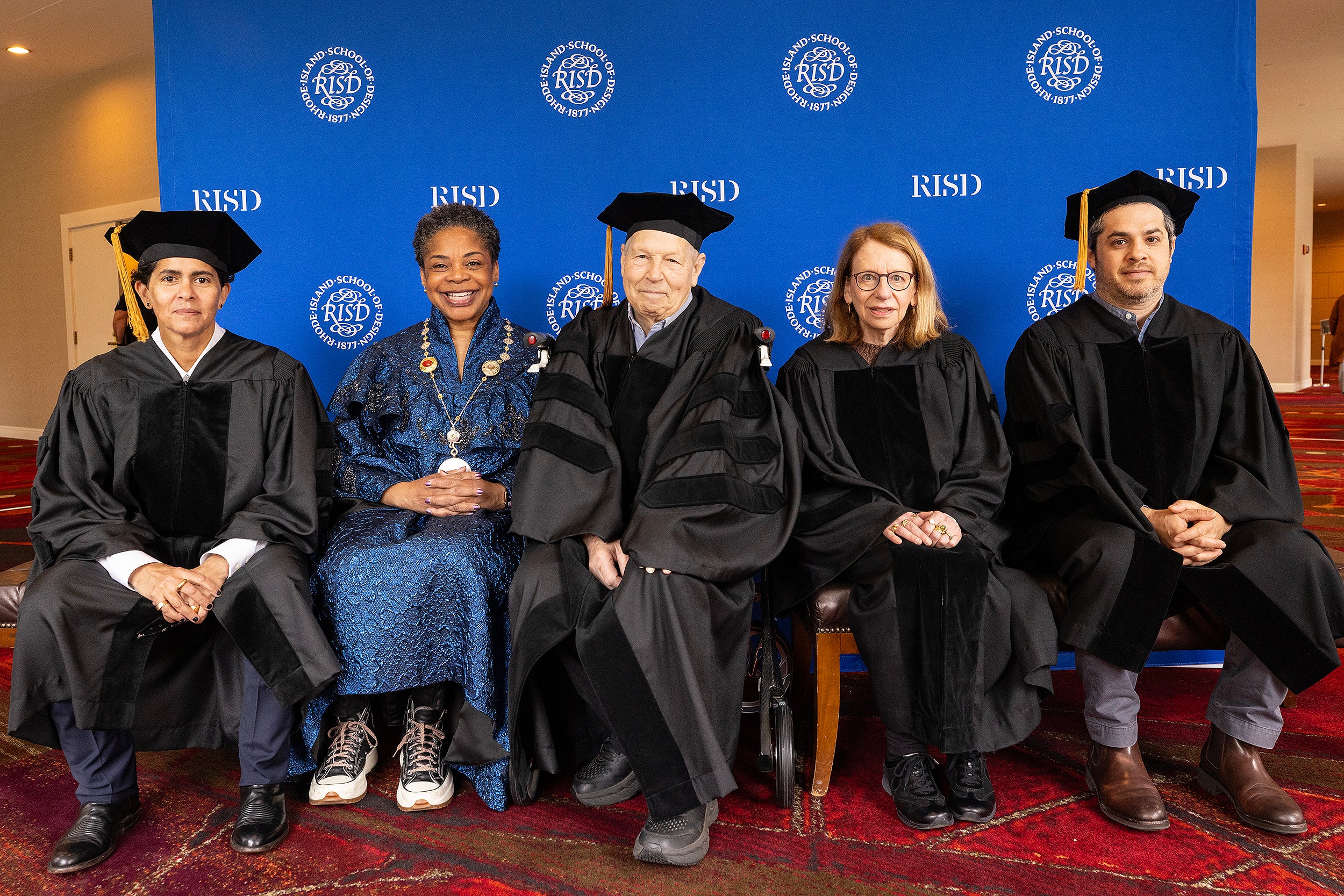 RISD 2026 Honorary Degree recipients with President Williams