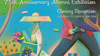 detail of exhibition poster featuring 1950s-era style