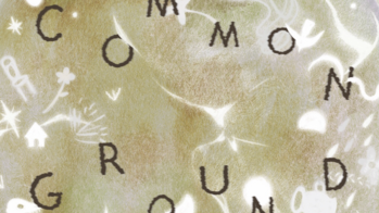 letters spelling out show title floating in an abstract field