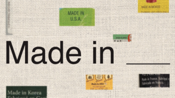 burlap background with made in labels