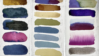 wide range of color samples in watercolor