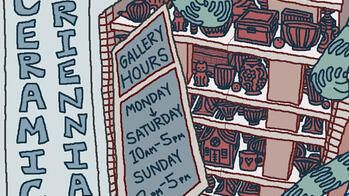 show poster with kiln illustration