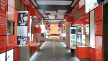 Georgie Stout image of red-heavy office design
