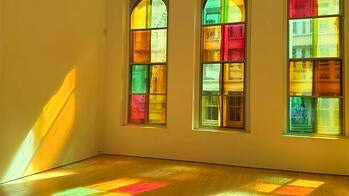 stained glass windows creating shadows