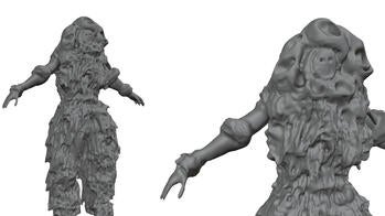 renderings of figures created out of black hoodies