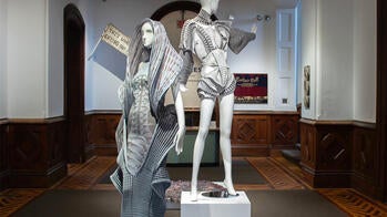 knitted garments displayed on mannequins
