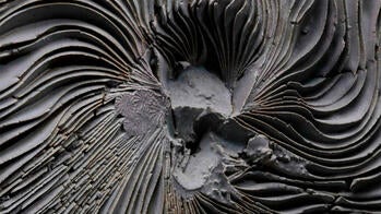 detail of intricately layered ceramic work