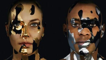 cyborg-ish male and female heads