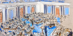 Courtroom sketch by courtroom sketch artist Bill Hennessy 79 PT