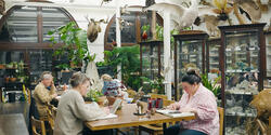 adult learners sketch natural specimens in the Nature Lab