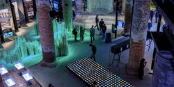 a view from above of visitors exploring the Venice Architecture Biennale