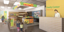 student rendering of a bright, well-organized, welcoming space