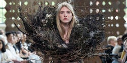 model at Collection 2026 wearing neckpiece made of tree branches