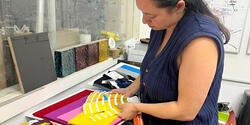 summer intern Emma Davis goes through color swatches