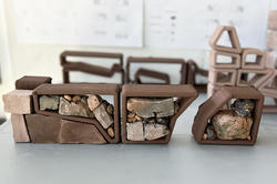modular pieces made of clay and brick rubble