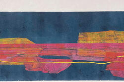 detail of an abstract painting by alum Joan Gitlow