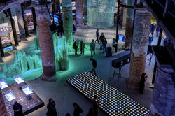 a view from above of visitors exploring the Venice Architecture Biennale