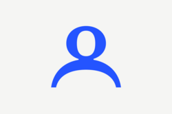 Placeholder headshot in blue and white