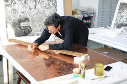 Nicole Eisenman at work in the studio