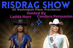 poster showing two drag queens in cowboy gear