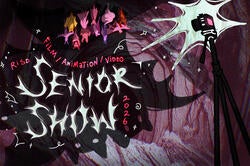 show poster featuring bats and Gothic lettering