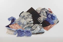 mixed media piece including image of a man sleeping