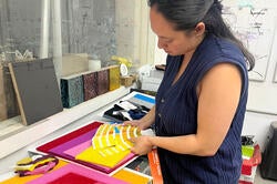 summer intern Emma Davis goes through color swatches