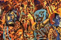 abstract painting of a crowd of people