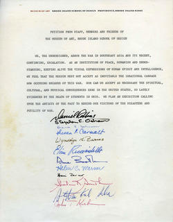 Petition on white page with multiple signatures