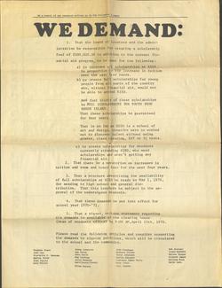 Flyer with list of demands