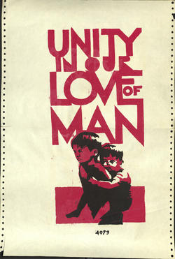 Bold text with illustration of child carrying another child on back