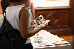 A person hold a book