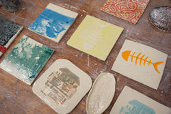 Ceramic tiles with colorful designs