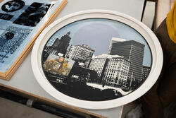 a circular piece with a print of providence on top