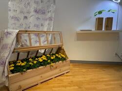 student work by Tryn Collins on display in a gallery space