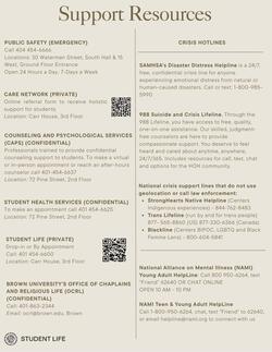 a list of support resources for R I S D students